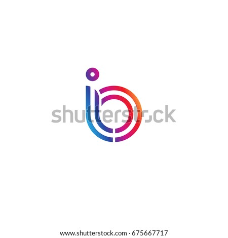 Initial lowercase letter io, linked outline rounded logo, colorful vibrant colors