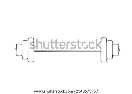 Flat icon of a single continuous line drawing of barbell. Outline symbol for web or mobile app design. Dumbbell outline pictogram. Single line drawing vector graphic
