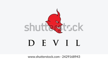 Simple devil logo design with unique concept| premium vector