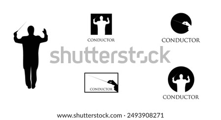 Creative Orchestra conductor man silhouette logo design, choir conductor premium vector