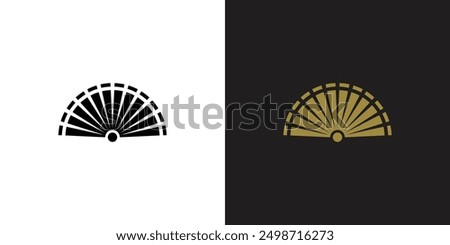 Simple hand fan logo design premium vector