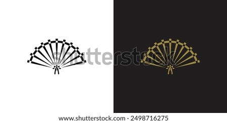 Simple hand fan logo design premium vector