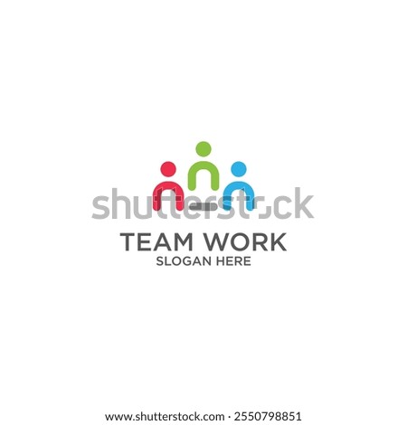 Team work logo design with modern style premium vector