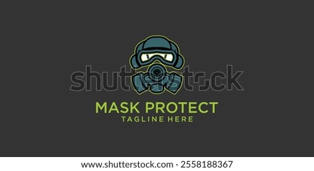 Smoke mask protection logo design with modern style premium vector