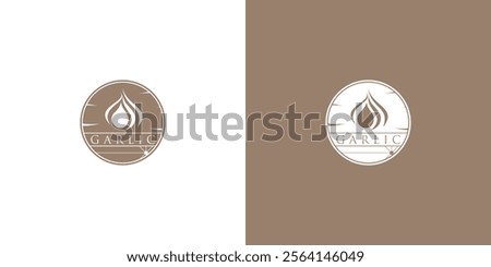 Garlic logo design with unique concept premium vector