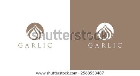 Garlic logo design with unique concept premium vector