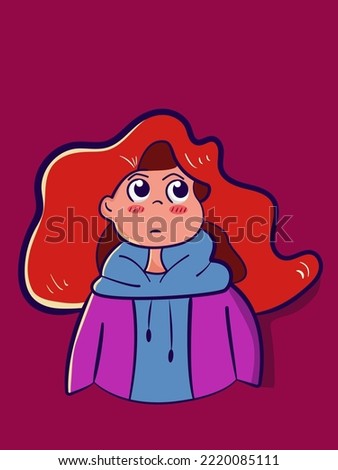 Cute cartoon characters portrait of beautiful girl. Avatar for social networking. Illustration vectors in a flat design isolated collection. Suitable for children book, t-shirt, appereal.