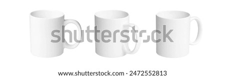 Similar – Image, Stock Photo White coffee cup on white coaster on wooden table. Coffee foam with latte Art.