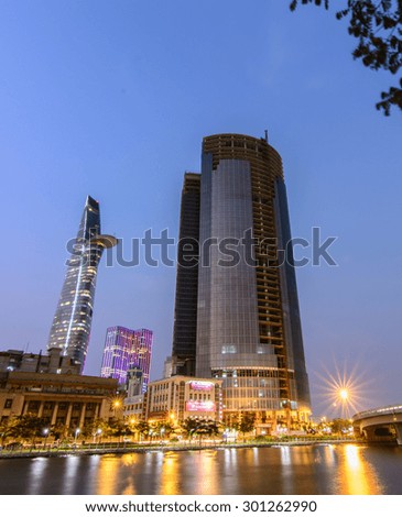 HO CHI MINH,VIETNAM - FEBRUARY 4, 2015 : Building views and Mc Betexco two tallest buildings in Ho Chi Minh City, Vietnam.