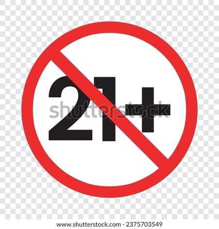 21 plus icon template transparent design vector, adult icon alert