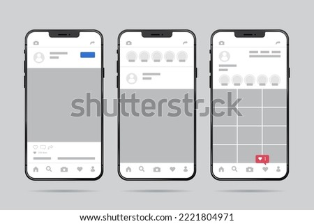 Profile interface template with mobile phone Vector illustration.