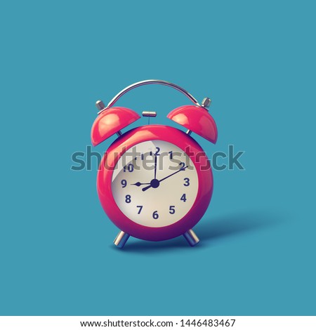 Red alarm clock is ringing. Retro alarm clock. - Vector