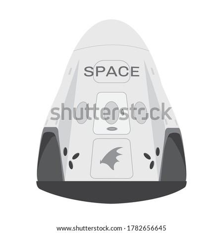 SpaceX space craft, Crew Dragon 2019. Vector rocket Falcon 9 . Vector illustration. Cartoon for web, postcard, poster, clothing print.