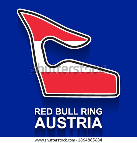 Austria grand prix race track for Formula 1 or F1 with flag. Detailed racetrack or national circuit for motorsport and formula1 qualification. Vector illustration.