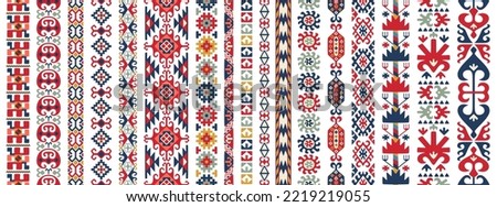 Collection of seamless patterns with Uzbek motifs. Classic geometric textures for carpets. Vector illustration.