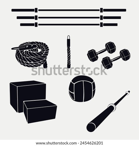 Crossfit Equipment
Graphic elements for use in flyers, posters, websites, social media, decoration, CrossFit.