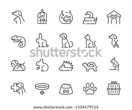 Minimal thin line pet icon set
- Editable stroke 