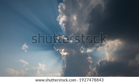 Image, Stock Photo Sunset behind dark clouds