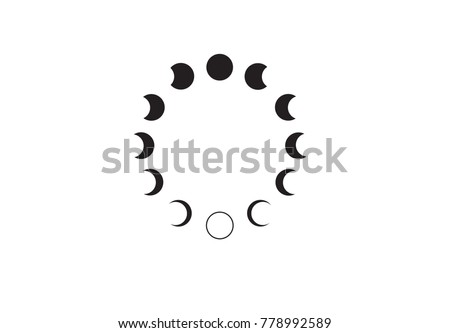 Moon phases  astronomy icon set Vector Illustration on the white background.