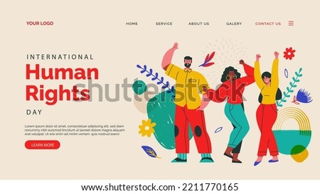 Hand drawn international human rights day landing page template Vector illustration.