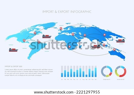 Gradient import export infographic Vector illustration.