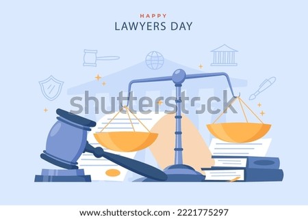 Flat lawyers day background Vector illustration.
