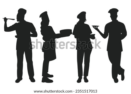 Hand Drawn Chef Silhouette Isolated On White Background. Vector Illustration In Flat Style.
