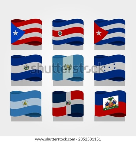 Gradient Latam Flags Isolated On White Background. Vector Illustration In Flat Style.