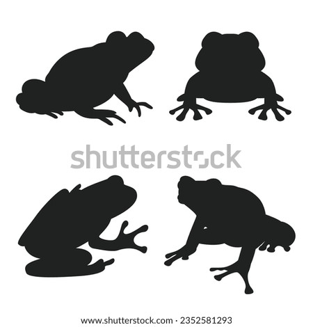 Hand Drawn Frog Silhouette Isolated On White Background. Vector Illustration In Flat Style.