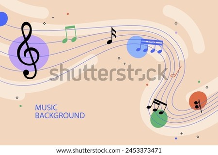 Waterblue font map with electric blue music notes on a treble clef