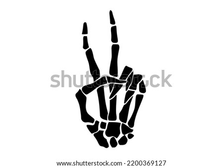 Illustration, of Skeleton Peace Sign