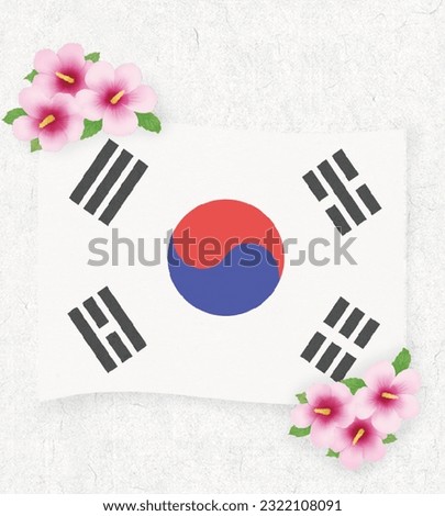 South Korean flag, Taegeukgi and  flower, Mugunghwa illustration
