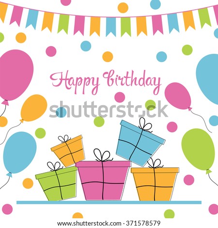 Happy Birthday Greeting Card. Vector Illustration - 371578579