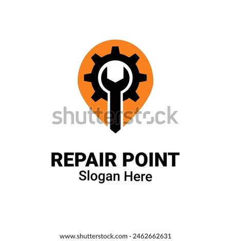 Fix Location Logo Design Concept With Pin Point Vector Symbol. Corporate Logotype for Production or Maintenance Repairing Service Business Spot.
