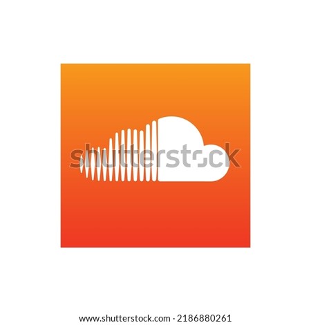 white wave Soundcloud music icon internet symbol logo sign isolated social media digital famous orange colour vector template white background