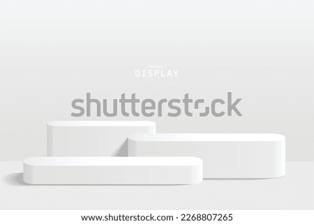 Clean white 3d room with set of round podium or stand for product display. podium scene for product display or mockup. stage for showcase. 3d Vector rendering. design for advertise or promote product.