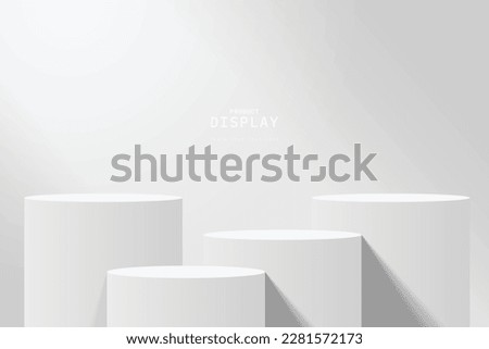 Abstract realistic white cylinder podium or stand for product display. 3d vector rendering in minimal wall scene for mockup, template. stage for product presentation or promotion day.
