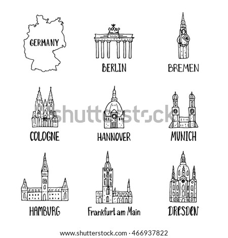 Set of design elements with handdrawn german symbols.Vector illustration.