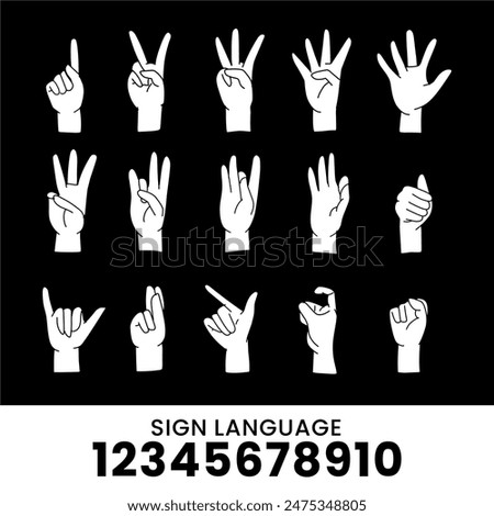 sibi sign language alphabet collection 12345678910, communication tool for the disabled and deaf