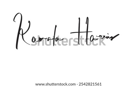 kamala harris black color calligraphy script hand written lettering word politic government united state america voting 2024 democracy national headshot illinois rally supporter nominee lawn business 