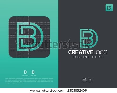 Letter DB monogram initial logo, geometric, modern, gradient, grid logo