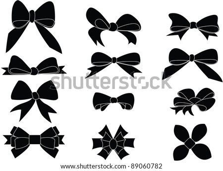 Gift Bows Silhouettes Stock Vector Illustration 89060782 : Shutterstock