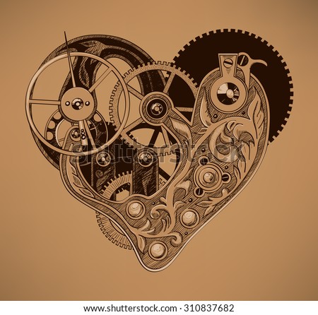 Illustration of a mechanical heart 