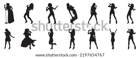 Female singers silhouette.flat vector illustration