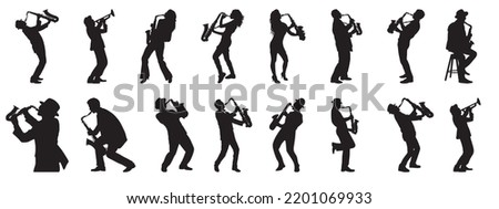 Saxophone Player Silhouette on white background