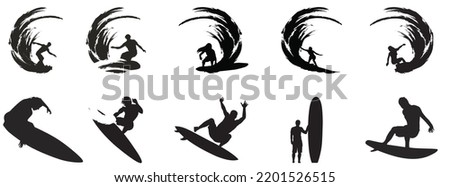 Surfer silhouette.surfing the waves collection.