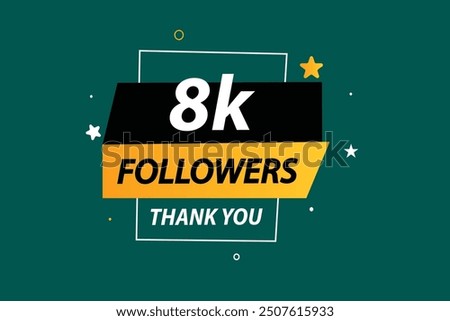 thank you 8K followers  vector illustration social media post  subscribers or followers animation design banner 
