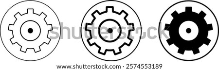 Black liner, Setting icon. Tools, cog, gear sign isolated o
