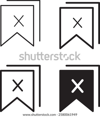 Bookmark add icon vector set, Page mark with star concept
