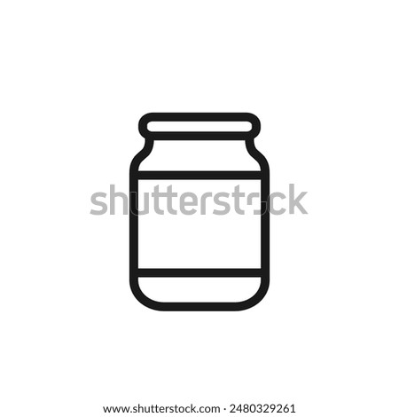 Empty pickle jar icon vector. Food container for canning. Conservation symbol on white background. Flat design style. Isolated on white background. For websites and interfaces. Editable stroke